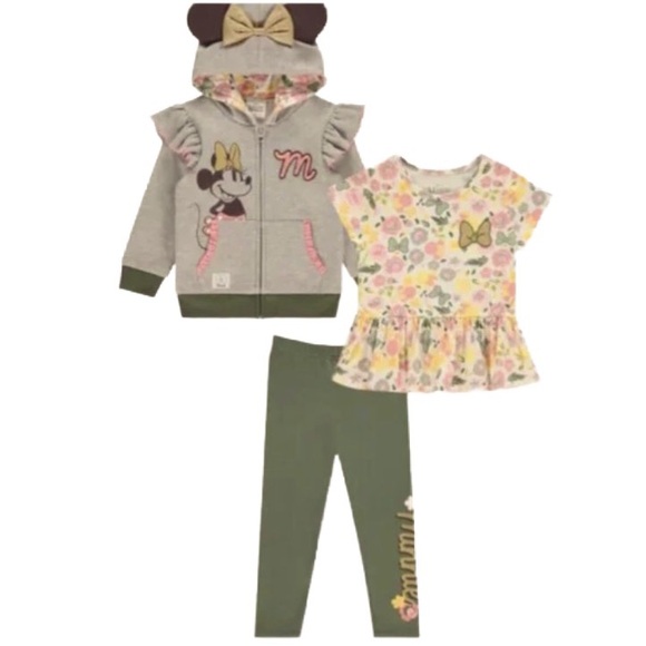 Disney Other - NWOT Disney 3 Piece Set, Minnie Mouse Hooded Jacket, Top and Leggings Size 4T